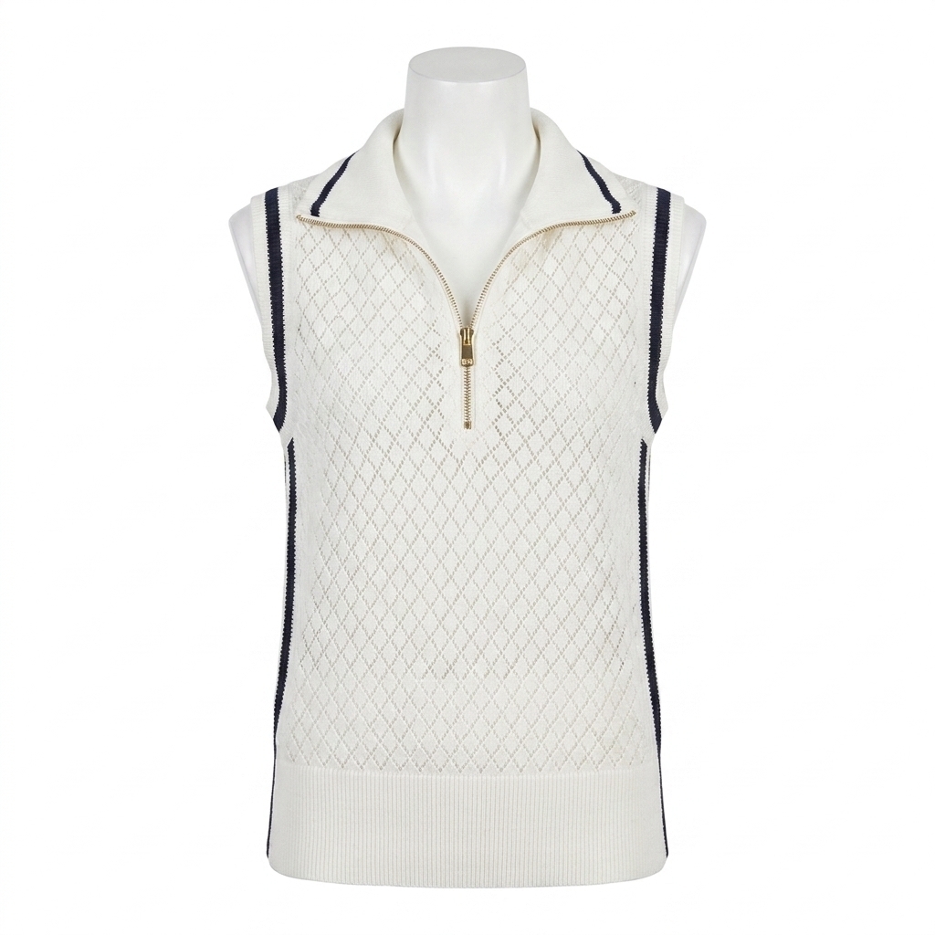 New Varley Stefan Half Zip Vest In White